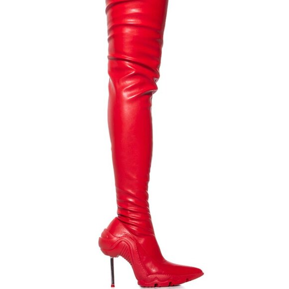 Callie Lives Miz Running Up: Azalea Wang Thigh High Stiletto Boot Red 7.5, 8 - Picture 5 of 5